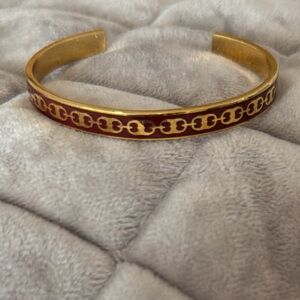 Tory Burch Gemini Link, skinny cuff- Gold and Burgundy